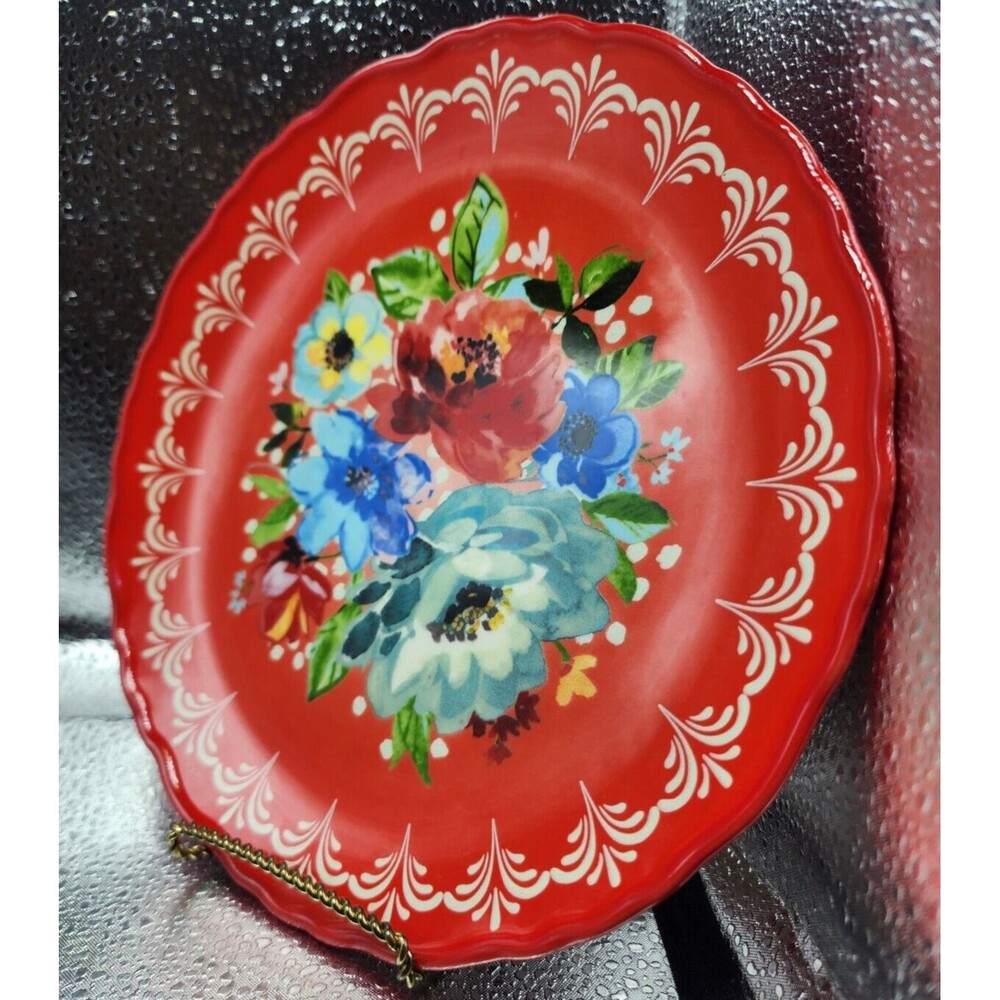 The Pioneer Woman Melody Red Floral Dessert/Salad/Small Plate (Set of 5) 8.5" - Picture 11 of 16